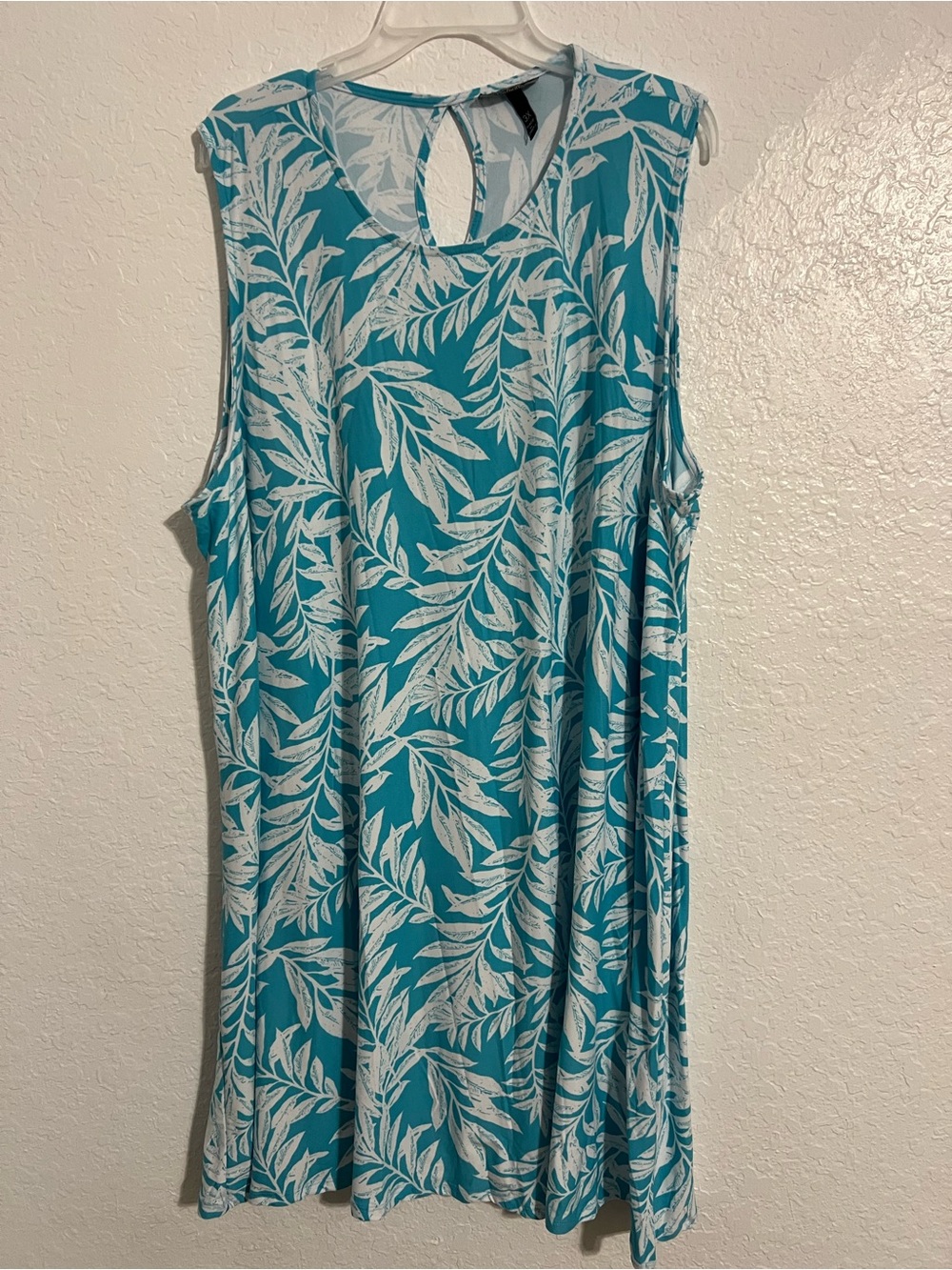 Allison Brittney Plus Sz. 3X Sleeveless Blue White Casual Dress Round Neck #844